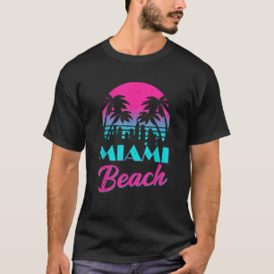 Retro Miami Beach Florida Sunset Palm Tree Vintag T-Shirt