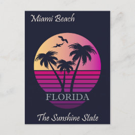 Retro Miami Beach Florida Vintage Reise Postkarte