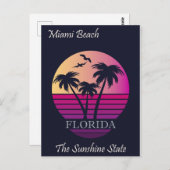 Retro Miami Beach Florida Vintage Reise Postkarte (Vorne/Hinten)