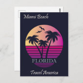 Retro Miami Beach Florida Vintage Reise Postkarte (Vorne/Hinten)