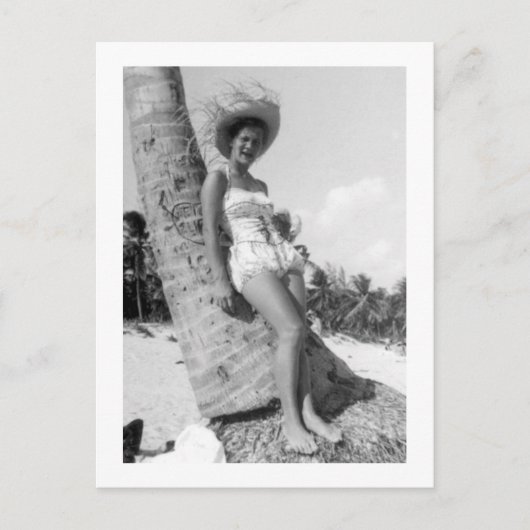 Retro Miami Beach Lady Fotograf 1950er Postkarte (Vorderseite)