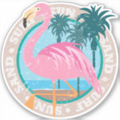 Retro Miami Beach Look Flamingo Sticker (Vorderseite)