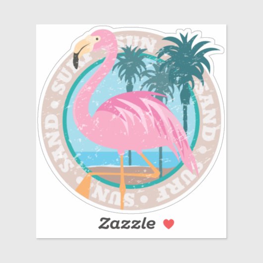Retro Miami Beach Look Flamingo Sticker (Blatt)