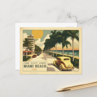 Retro Miami Beach Ocean Drive Postkarte der 20er J