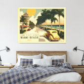 Retro Miami Beach Ocean Drive Postkarte der 20er J Leinwanddruck (Insitu (Schlafzimmer))