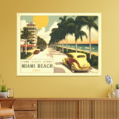 Retro Miami Beach Ocean Drive Postkarte der 20er J Leinwanddruck (Insitu (Wohnzimmer))