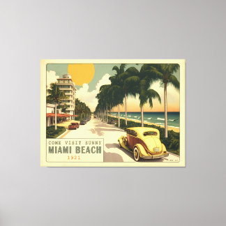 Retro Miami Beach Ocean Drive Postkarte der 20er J Leinwanddruck