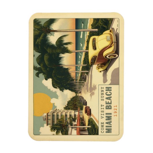 Retro Miami Beach Ocean Drive Postkarte der 20er J Magnet (Vertikal)