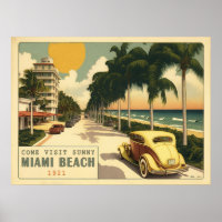 Retro Miami Beach Ocean Drive Postkarte der 20er J