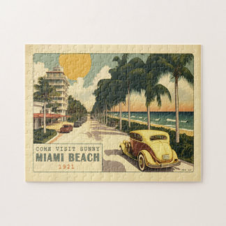 Retro Miami Beach Ocean Drive Postkarte der 20er J Puzzle