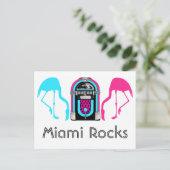 Retro Miami Flamingos Diner Jukebox Postkarte (Stehend Vorderseite)