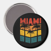 Retro Miami Florida Beach Souvenir Palm Tree 80er Magnet (Vorderseite/Rückseite)