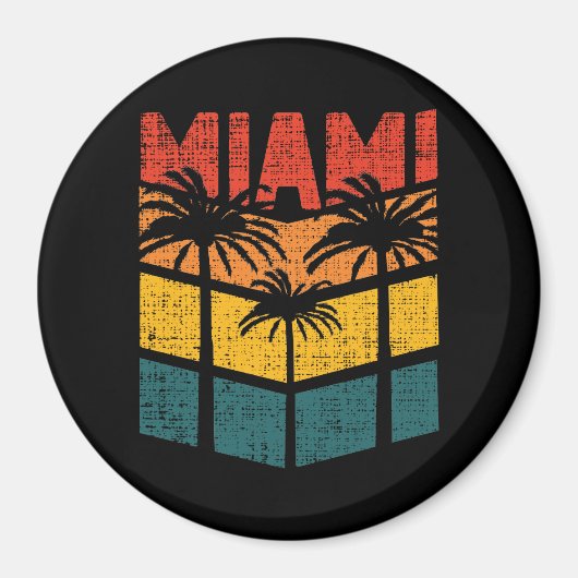 Retro Miami Florida Beach Souvenir Palm Tree 80er Magnet (Vorne)
