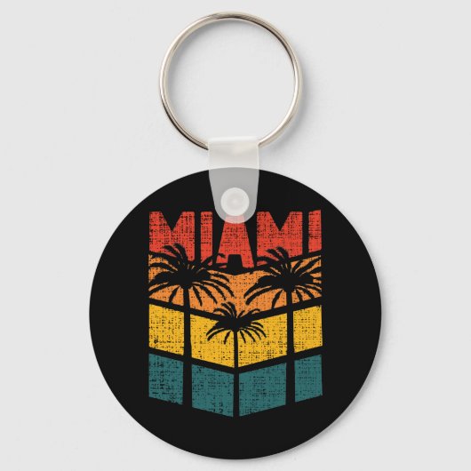 Retro Miami Florida Beach Souvenir Palm Tree 80er Schlüsselanhänger (Vorderseite)