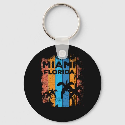 Retro Miami Florida Beach Souvenir Schlüsselanhänger (Vorderseite)