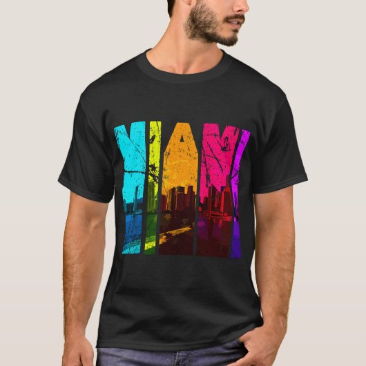 Retro Miami Florida Cityscape Skyline T-Shirt (Vorderseite)