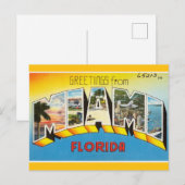 Retro Miami Florida. Postkarte (Vorne/Hinten)