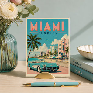 Retro-Miami-Florida-Reiseposter Postkarte