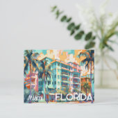 Retro Miami Florida South Beach Postcard Postkarte (Stehend Vorderseite)