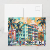 Retro Miami Florida South Beach Postcard Postkarte (Vorne/Hinten)