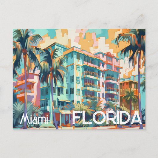 Retro Miami Florida South Beach Postcard Postkarte (Vorderseite)