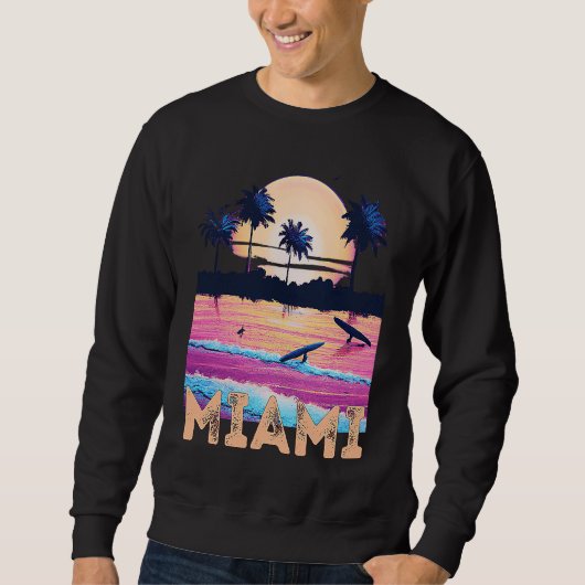 Retro Miami Florida Souvenir Surf Sweatshirt (Vorderseite)