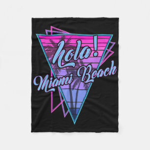Retro Miami - Hola Miami Beach Florida Vintag Fleecedecke
