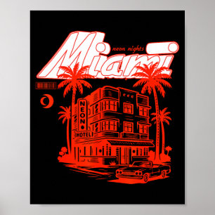 Retro Miami Küsten Nächte Grafik - Vintage Art Poster