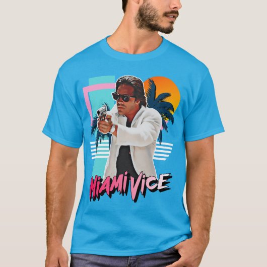 Retro Miami Vice 80er Sonny Crockett T-Shirt (Vorderseite)