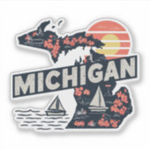 Retro Michigan Staat Sticker (Vorderseite)