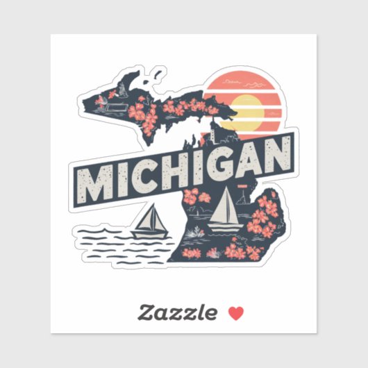 Retro Michigan Staat Sticker (Blatt)