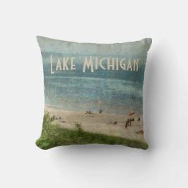 Retro Michigansee-Küstenlinie-Strand-Wurfs-Kissen Kissen