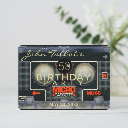Retro Micro Audiotape 50. Geburtstag Einladung (Stehend Vorderseite)