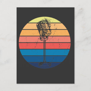 Retro Microphone Graphic Musical Karaoke Singer Postkarte