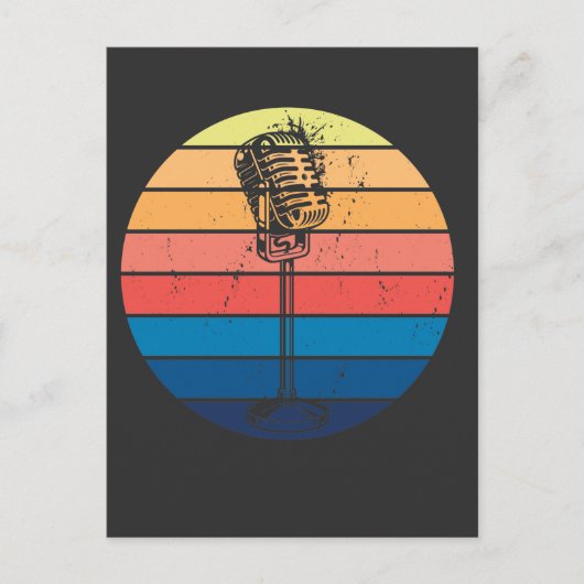 Retro Microphone Graphic Musical Karaoke Singer Postkarte (Vorderseite)