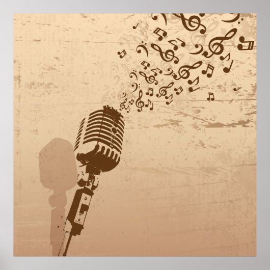 Retro Microphone Music Illustration Poster (Vorne)