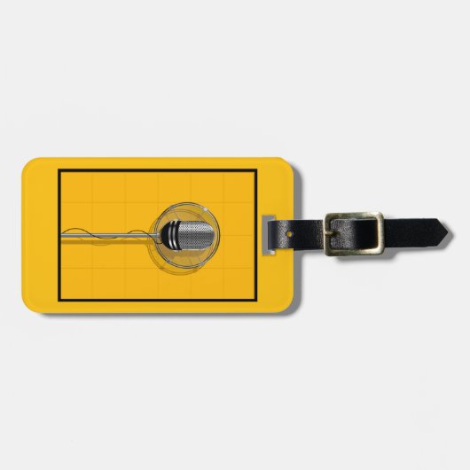 Retro Microphone on Bold Yellow Gepäckanhänger (Vorderseite horizontal)