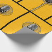 Retro Microphone on Bold Yellow Geschenkpapier (Ecke)