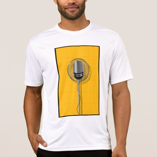 Retro Microphone on Bold Yellow T-Shirt (Vorderseite)