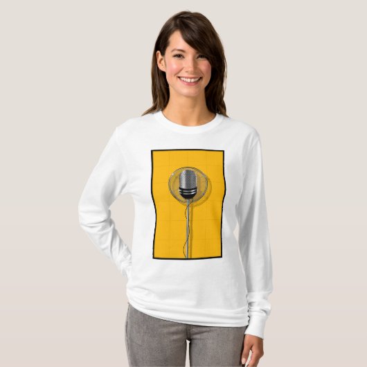 Retro Microphone on Bold Yellow T-Shirt (Vorne ganz)