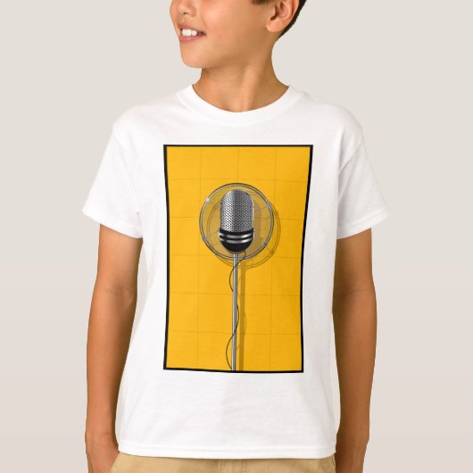 Retro Microphone on Bold Yellow T-Shirt (Vorderseite)