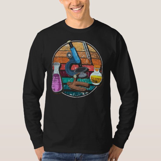 Retro Microscope Biologe Geek Science Laboratory T-Shirt (Vorderseite)