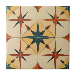 Retro-Mid-Century-Atom-Geometrisches Muster Fliese
