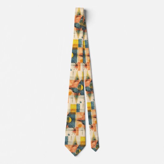 Retro-Mid-Century-Atom-Geometrisches Muster Krawatte (Vorderseite)