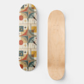 Retro-Mid-Century-Atom-Geometrisches Muster Skateboard (Vorderseite)