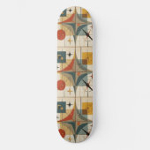 Retro-Mid-Century-Atom-Geometrisches Muster Skateboard (Vorderseite)