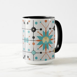Retro-Mid-Century-Atom-Geometrisches Muster Tasse