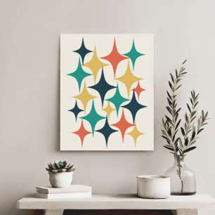 Retro Mid Century Atomic Sternexplosion Star Leinwanddruck