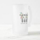 Retro Mid Century Black Atomic Cats MCM Mattglas Bierglas (VorderseiteRechts)