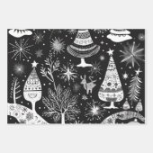Retro Mid-Century Black & White Ornament Pattern Geschenkpapier Set (Vorderseite 3)